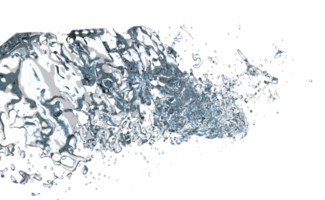 3d water splash transparent, clear blue water scattered around isolated. 3d render illustration png