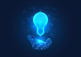 Businessman hands stand out with light bulbs. Refers to business people coming up with new ideas for the company or ideas for solving problems that arise in the company. vector