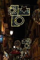 Christmas illuminations in Alicante Spain in the streets at night photo
