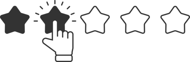 Customer feedback review. Hand give star rating. Rating or service evaluation png
