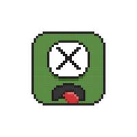 one eye character head with dead expressive in pixel art style vector