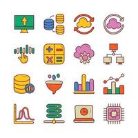 Data Fill Outline Icon Design illustration. Data Symbol on White background EPS 10 File set 4 vector