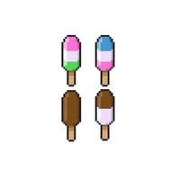 ice cream stick with different flavor in pixel art style vector