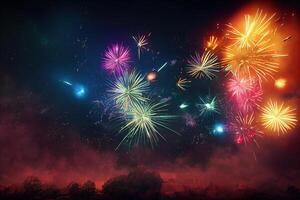 Sparkling color fireworks. photo