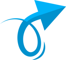 Hand drawn blue curved arrow shape in doodle style png