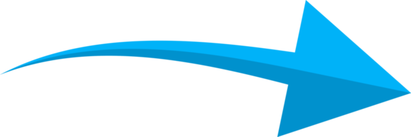 Hand drawn blue curved arrow shape in doodle style png