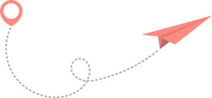 papper flygplan med prickad spår och Karta pekare stift png