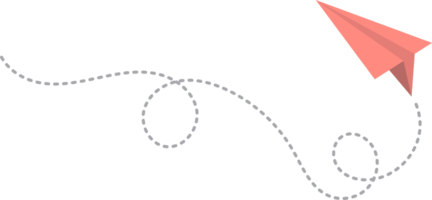 papper flygplan med prickad väg png