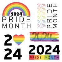 2024 pride month design template. Concept for pride month with rainbow. Collection design isolated on white background. vector