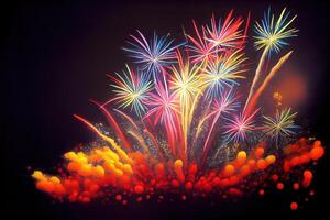 Colored festive fireworks. . photo