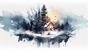 Christmas holiday watercolor background. Ai  generated photo