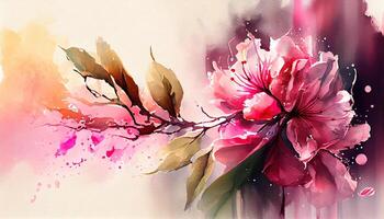 Watercolor festive background with flowers. photo