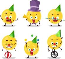 Cartoon character of yellow moon with various circus shows vector