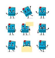 a set of book mascot character. cute mascot vector illustration.