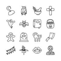 Víspera de Todos los Santos vector contorno icono diseño ilustración. gamificación símbolo en blanco antecedentes eps 10 archivo conjunto 2