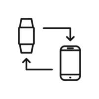 Editable Icon of Smartphone Smartwatch Connection, Vector illustration isolated on white background. using for Presentation, website or mobile app
