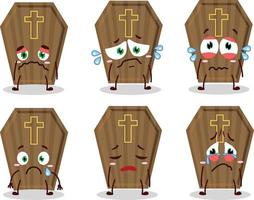 Coffin cartoon in character with sad expression vector