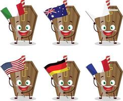 Coffin cartoon character bring the flags of various countries vector