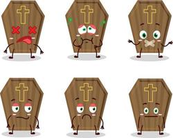 Coffin cartoon in character with nope expression vector