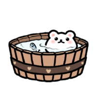 hand getekend schattig wit beer in hout bad in tekening stijl png