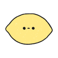 disegnato a mano carino Limone, carino frutta personaggio design nel scarabocchio stile png