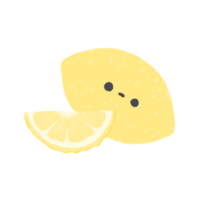 Hand-drawn Cute Lemon, Cute fruit character design in doodle style png