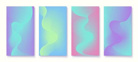 Set of vertical cover templates design for social media posts and stories banners. Blurry gradient abstract backgrounds with wavy pattern. vector
