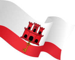 Gibraltar flag wave isolated on png or transparent background