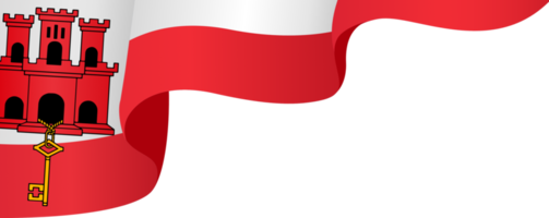 Gibraltar flag wave isolated on png or transparent background