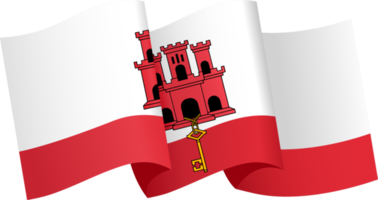 Gibraltar drapeau vague isolé sur png ou transparent Contexte