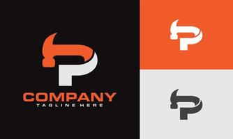 initials P hammer logo vector