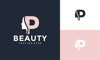 initial P beauty face logo vector