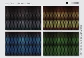 Abstract color light hexagon line in dark modern luxury futuristic background vector illustration
