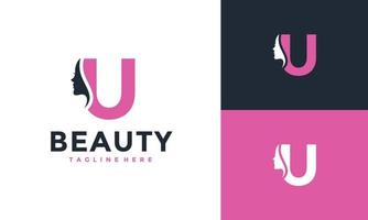 initial U beauty face logo vector