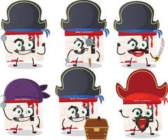 dibujos animados personaje de Víspera de Todos los Santos calendario con varios piratas emoticones vector