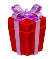 red gift box 3d.red gift box and purple bow png