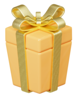 regalo caja con cinta 3d dorado arco regalo caja png