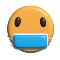 emoji wearing a mask 3d png