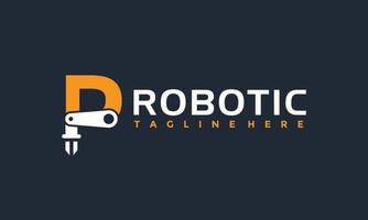 the initials P the robot logo vector