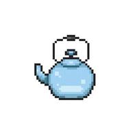 iron teapot in pixel art style vector