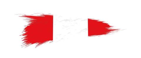 Flag of Peru in grunge brush stroke. vector