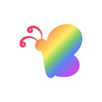 Cute Rainbow Butterfly Icon Silhouette. Spring Summer Pride Month Design Element. vector