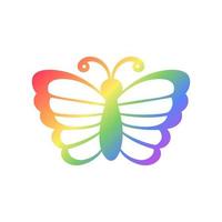 linda arco iris mariposa icono silueta. primavera verano orgullo mes diseño elemento. vector