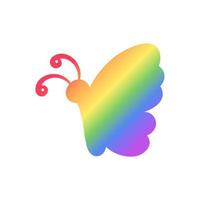 linda arco iris mariposa icono silueta. primavera verano orgullo mes diseño elemento. vector