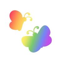 Rainbow Butterflies silhouette simple flat vector illustration. Spring Summer Pride Month Design Element.