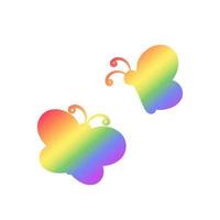 Rainbow Butterflies silhouette simple flat vector illustration. Spring Summer Pride Month Design Element.