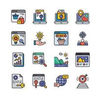 SEO Development And Marketing vector Fill outline Icon Design illustration. Symbol on White background EPS 10 File set 3