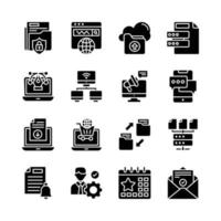 SEO Development And Marketing vector Solid Icon Design illustration. Symbol on White background EPS 10 File set 6