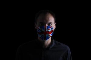 man wearing mask with United Kingdom flag covid-19 photo