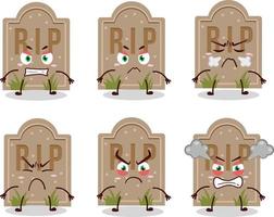 Tombstone cartoon character with various angry expressions vector